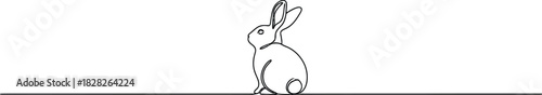 Charming Lineart Rabbit Illustration Showcasing a Minimalist Animal Character or Bunny Icon