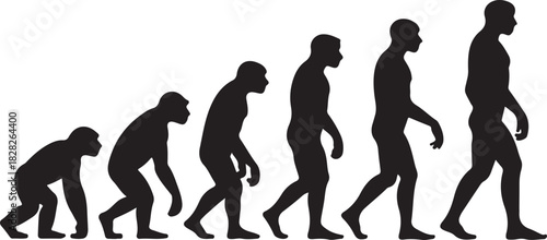 Theory of evolution of man silhouette