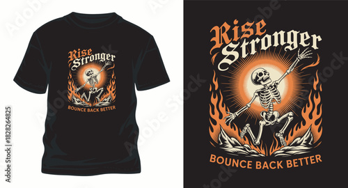 Rise stronger bounce back better skeleton vector illustration