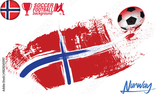 Football or soccer background paint brushes. Norway a flag texture grunge football cup, Soccer Template design, soccer banner template, Brush texture grunge, football cup.eps