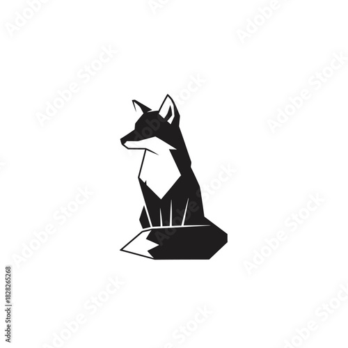 Geometric Fox Illustration A Striking Black and White Design.