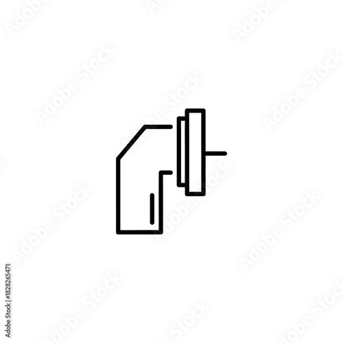 Line Drawing of a Plumbing Elbow with Flange.