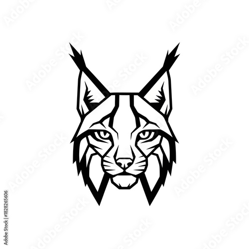 Wallpaper Mural Monochrome Lynx Head Illustration with Sharp Geometric Lines. Torontodigital.ca