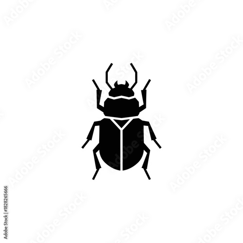 Silhouette of a beetle with prominent mandibles and exoskeleton.