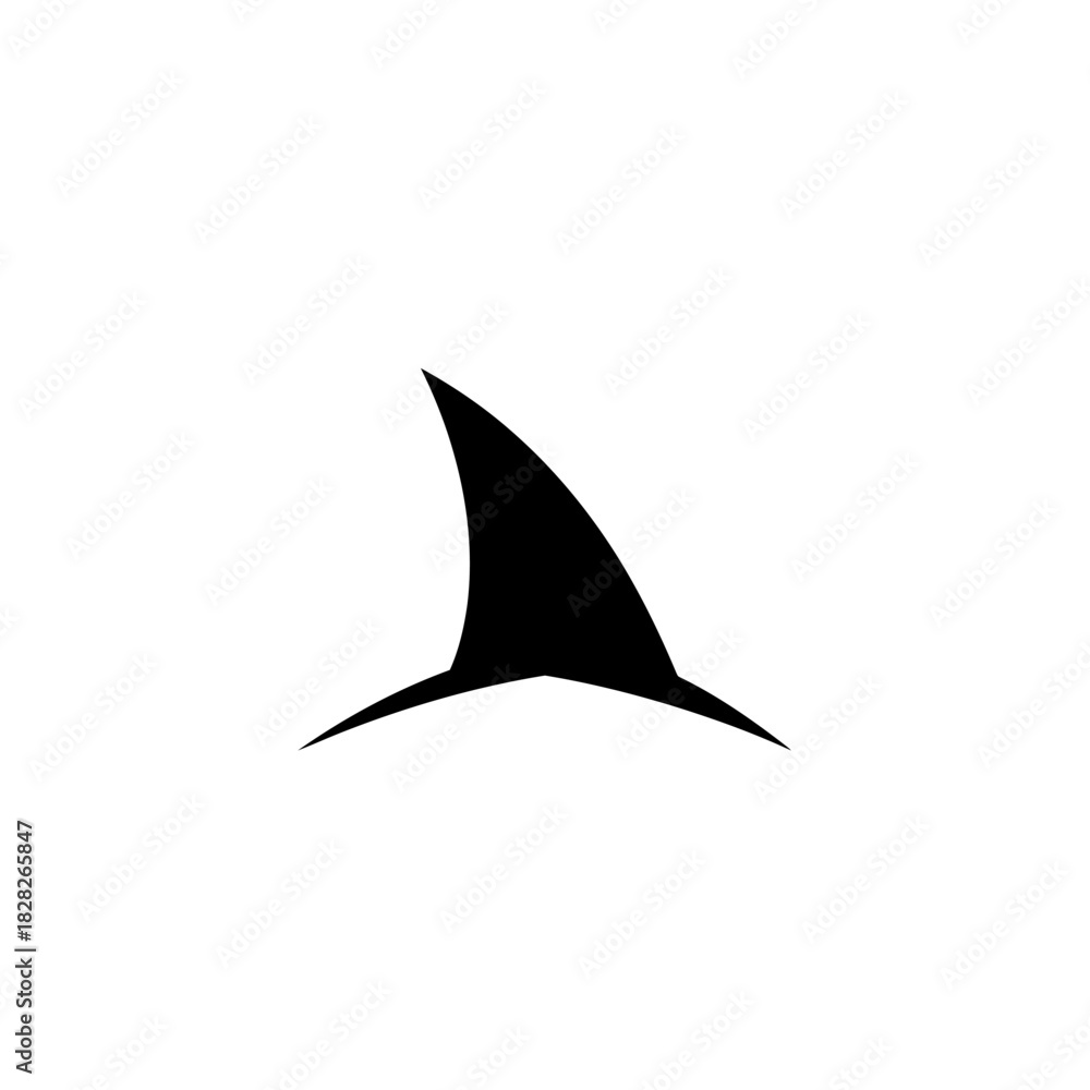 Obraz premium Silhouette of a Shark Fin Against a White Background.