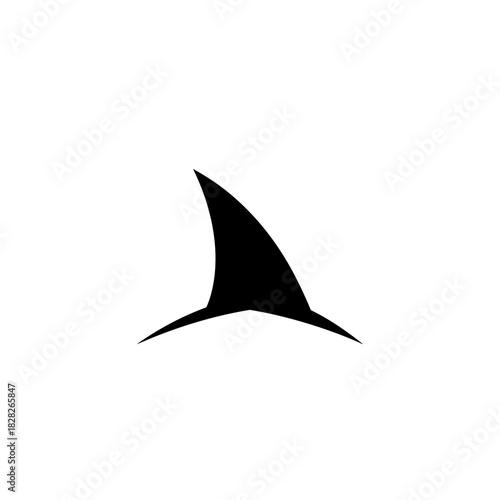Silhouette of a Shark Fin Against a White Background.