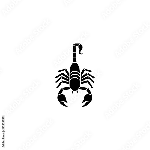 Silhouette of a Scorpion with Raised Tail and Claws.