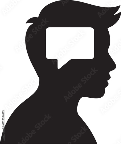 message chat bubble icon on white background Black silhouette