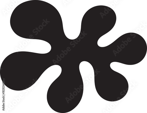 black blob shape silhouette vector set with organic rounded forms, editable stroke design for graphic composition,