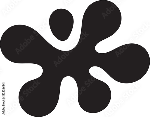 black blob shape silhouette vector set with organic rounded forms, editable stroke design for graphic composition,