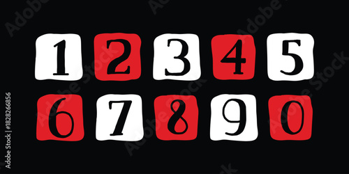 Custome numbers vector simple geometry shapes' numerals. font alphabet vector illustrations.