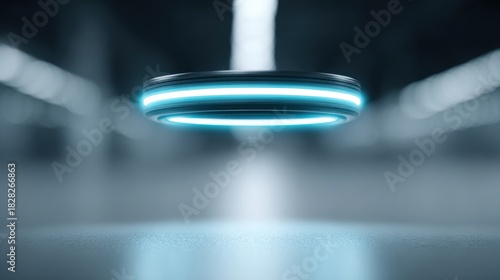 Fototapeta Naklejka Na Ścianę i Meble -  A futuristic looking object is floating in the air