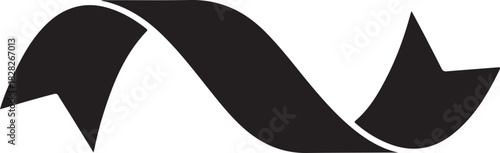 A collection of seven different black silhouette ribbon banners and ancient scrolls on a white background