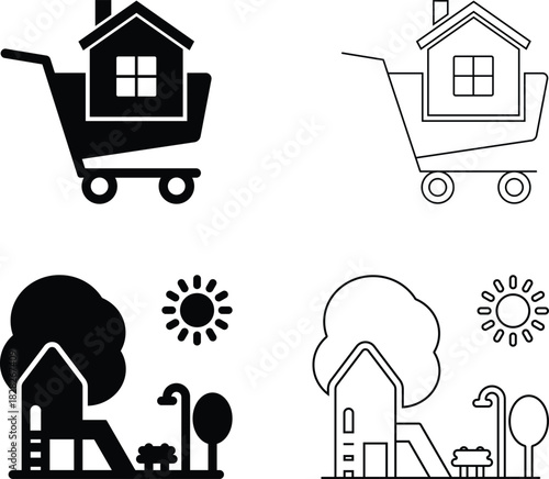 Housing Market and Lifestyle Icons Set