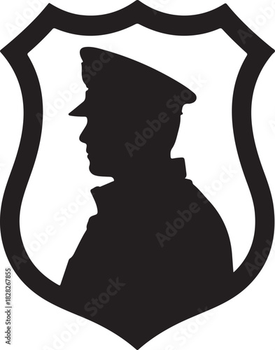 Police badge shape. Vector military shield silhouettes. Security, football patches isolated on white background