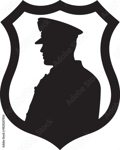 Police badge shape. Vector military shield silhouettes. Security, football patches isolated on white background