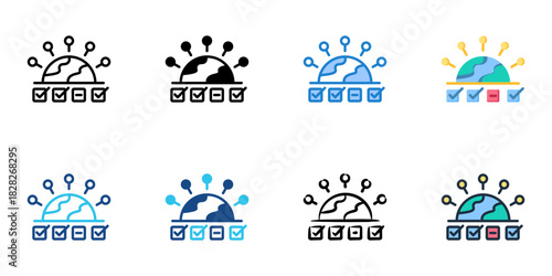 Impact Assessment icon set multiple style vector collection 
