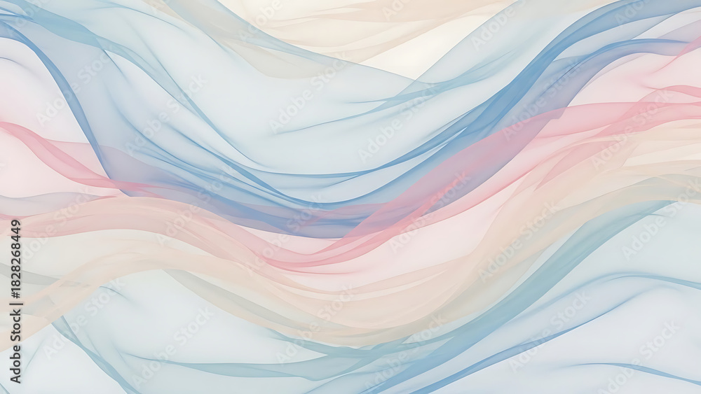 Obraz premium Elegant Abstract Waves Serene Pastel Flowing Lines Background, Modern Minimalist Design