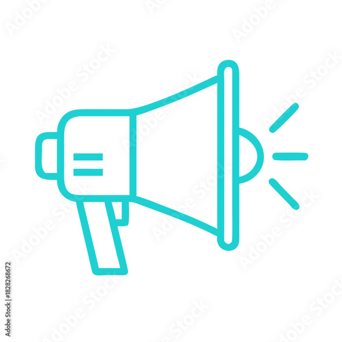 Megaphone icons set. Electric megaphone symbol with sound. Loudspeaker megaphone icon collection. Advertising concept. Flat and line style - stock vector