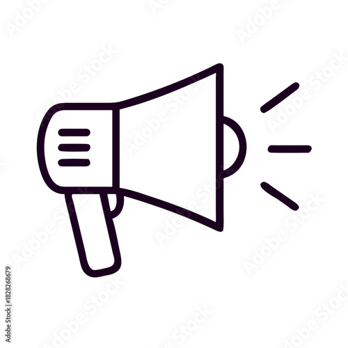 Megaphone icons set. Electric megaphone symbol with sound. Loudspeaker megaphone icon collection. Advertising concept. Flat and line style - stock vector