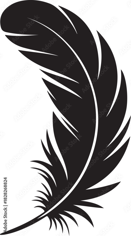 Obraz premium Elegant black feather vector illustration avian plumage graphic element isolated