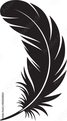 Elegant black feather vector illustration avian plumage graphic element isolated