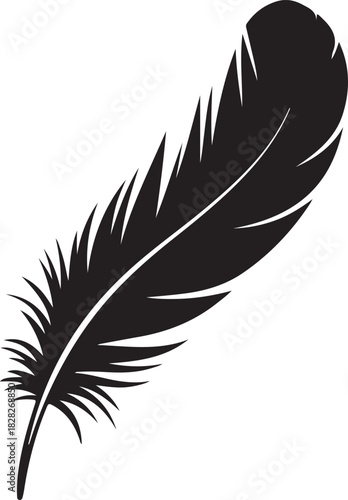 Elegant black feather vector illustration avian plumage graphic element isolated