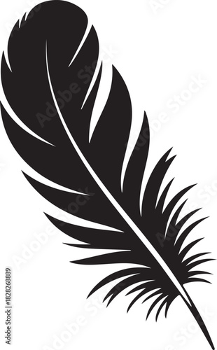Elegant black feather vector illustration avian plumage graphic element isolated