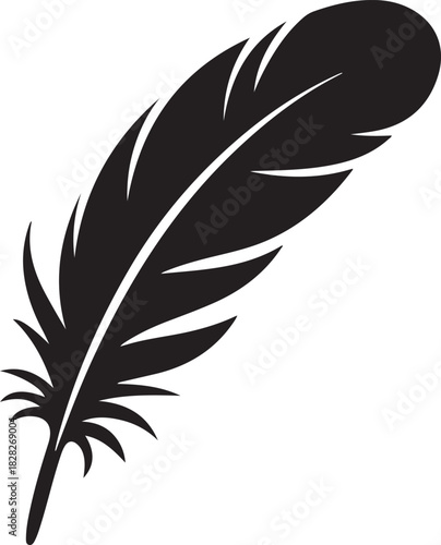 Elegant black feather vector illustration avian plumage graphic element isolated