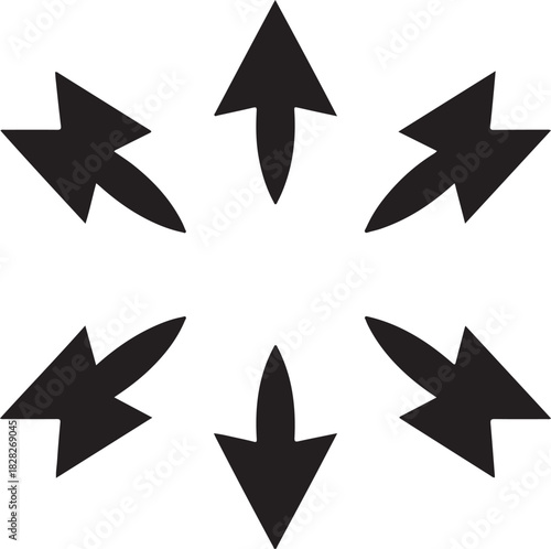  silhouette Black silhouette arrows. Flat style icons