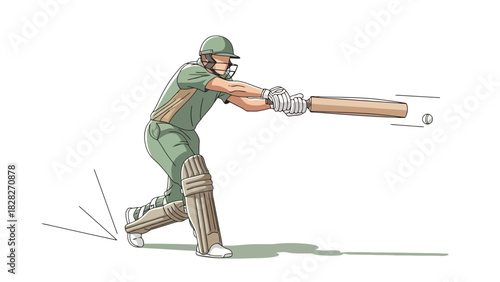 Sports Athlete Swinging Bat at Ball During Outdoor Game