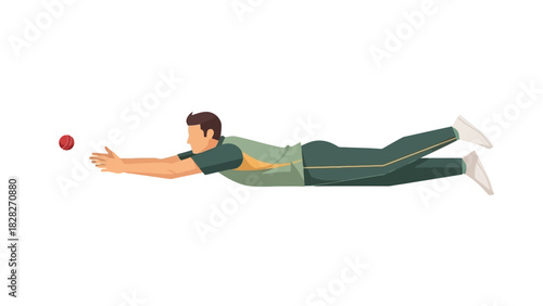 Athlete Lunging to Catch Ball in Athletic Sport Game Sports Action Illustration
