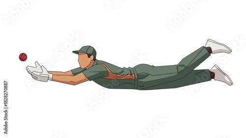 Athlete Diving for Ball in Outdoor Sports Competition