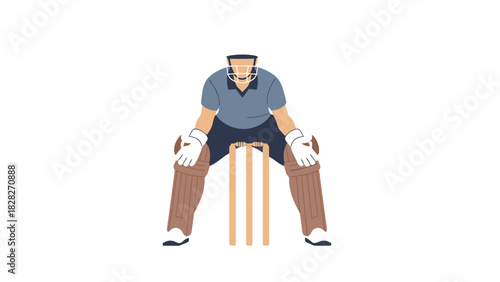 Sports Player in Protective Gear Ready to Catch Ball