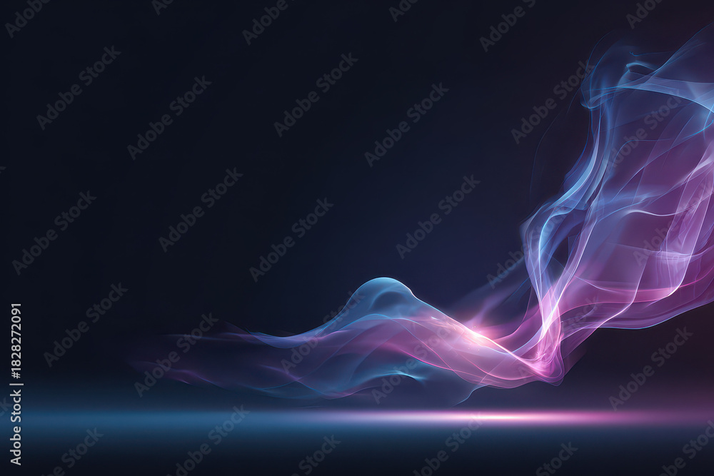 Fototapeta premium Abstract Pink And Blue Flowing Light Trails Against A Dark Background