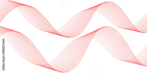 Vector abstract red background with dynamic red waves, lines and particles.