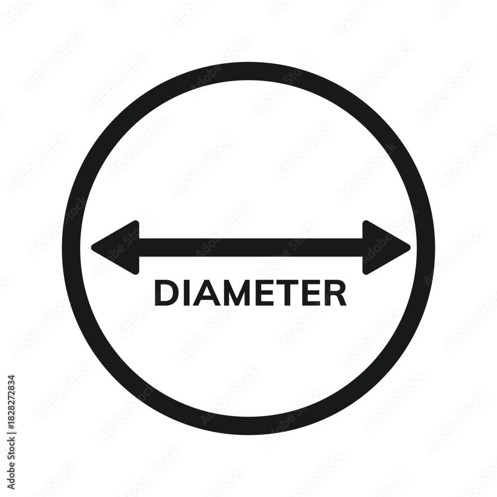Fotografie Diameter sign icon isolated flat style design.
