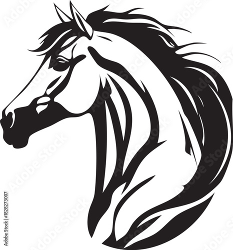 Cheval Tête Silhouette lignes