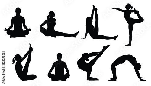 Yoga Pose Vector Silhouettes for Wellness, Balance, and Mindfulness Design Projects