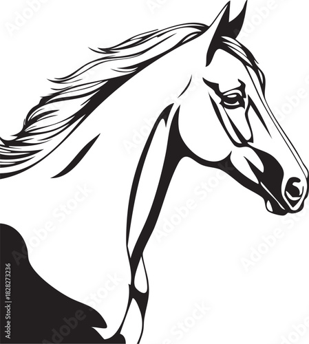 Cheval Tête Silhouette lignes