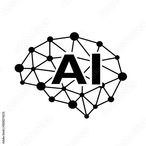 人工知能のイメージイラスト　シンプルなAIアイコン　シルエットデザイン　簡略
