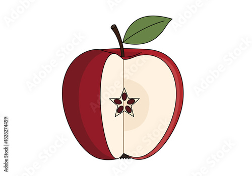 Cut Red Apple with Star Seed Core