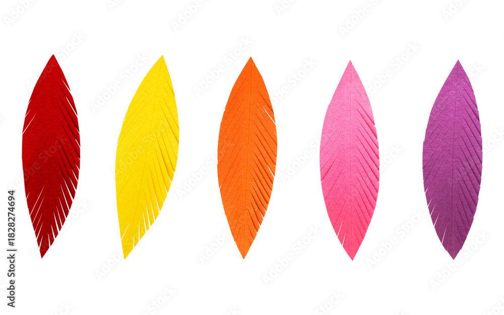 Fototapeta premium Leaves sticker paper craft png set