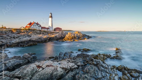 Portland Head Lighthouse sunset time-lapse