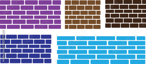 The image showcases five distinct sets of brick patterns, each featuring a unique color that contributes to the overall aesthetic of the wall.