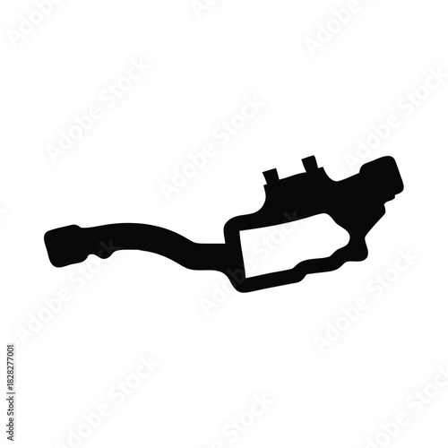 A black silhouette of a trigger assembly for a firearm is shown against a white background.