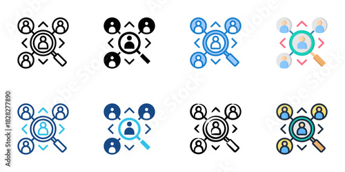 Stakeholder Identification icon set multiple style vector collection 
