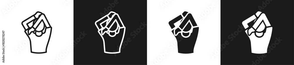 Obraz premium Shoulder Stretch Line And Solid Version Icon Set With Black And White Background