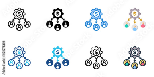 Resource Allocation icon set multiple style vector collection 
