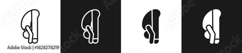 Forward Stretch Line And Solid Version Icon Set With Black And White Background